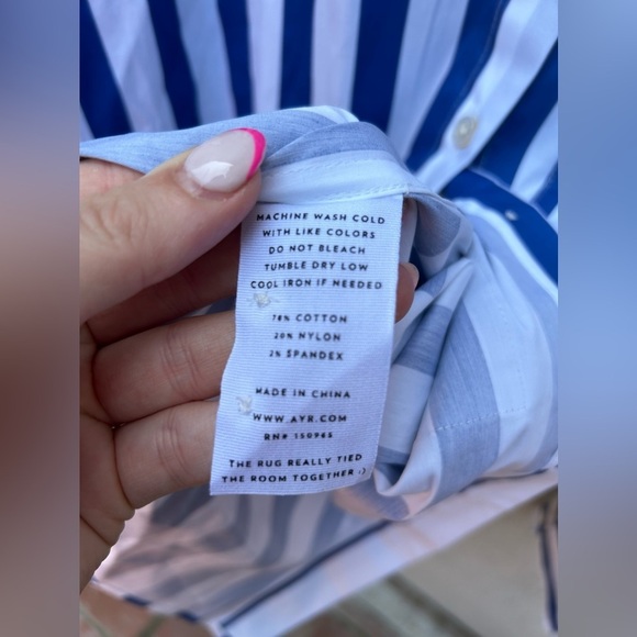 AYR The Deep End Button Down Shirt Marais Blue Regatta Stripes - Picture 5 of 10